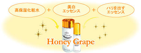 高保湿化粧水＋美白エッセンス＋ハリを出すエッセンス・・・Honey Grape